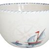 All Decor * | Hand Painted Sailboat Chowder Soup Bowls Set Of Two Cheap Online