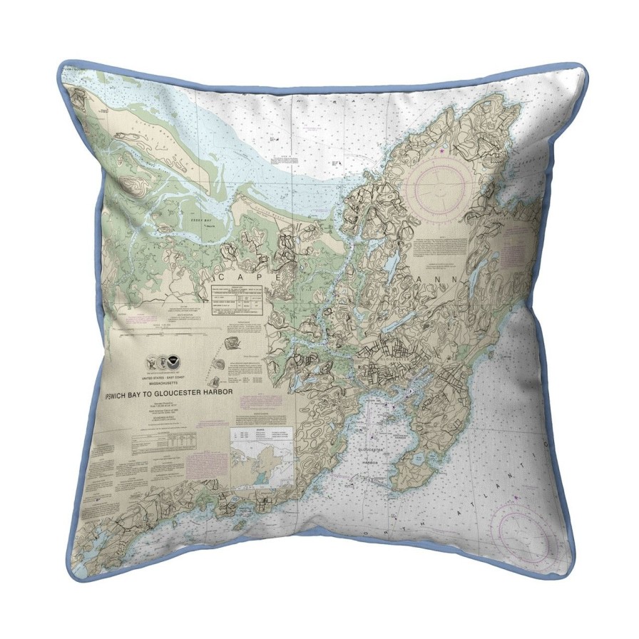 All Decor * | Ipswich Bay To Gloucester Harbor, Ma Nautical Chart 22 X 22 Pillow Limit Offer