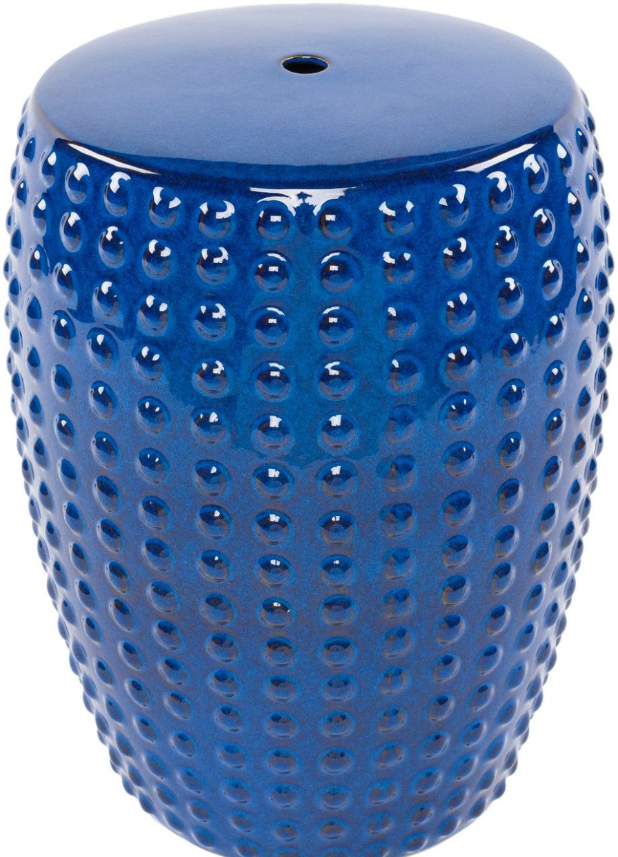 Outdoor * | Delmar Royal Blue Ceramic Garden Stool Best Sale