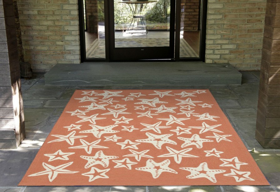 Outdoor * | Starfish Coral Orange Area Rug Sales