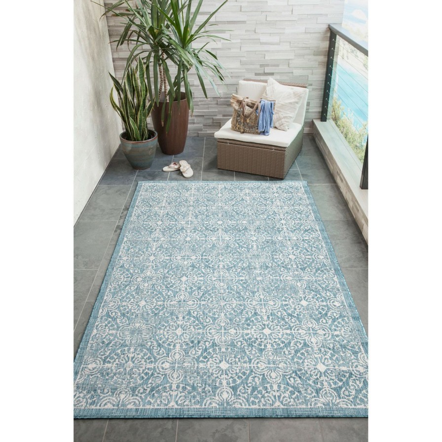 Outdoor * | Vintage Aqua Tile Area Rug Best Quality