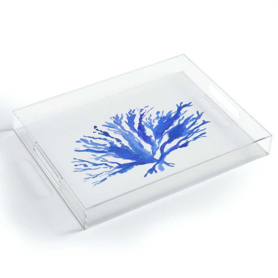 All Decor * | Blue Sea Coral Acrylic Serving Tray Best Price