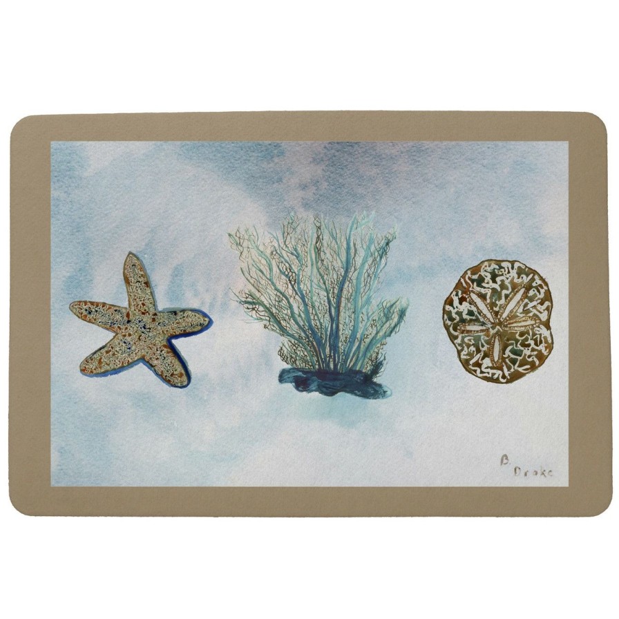 Rugs * | Blue Coral And Shells Image Floor Mat Best Quality