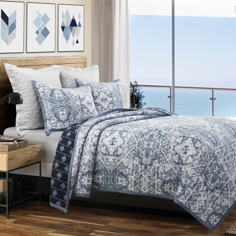 Bed & Bath * | Blue Skies Queen Size Quilted 3-Piece Set Best Sale