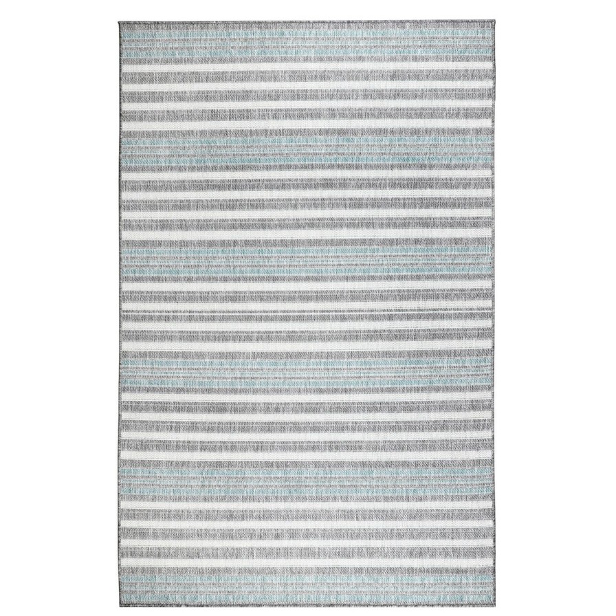 Rugs * | Malibu Faded Aqua Stripes Rug Crazy Deals