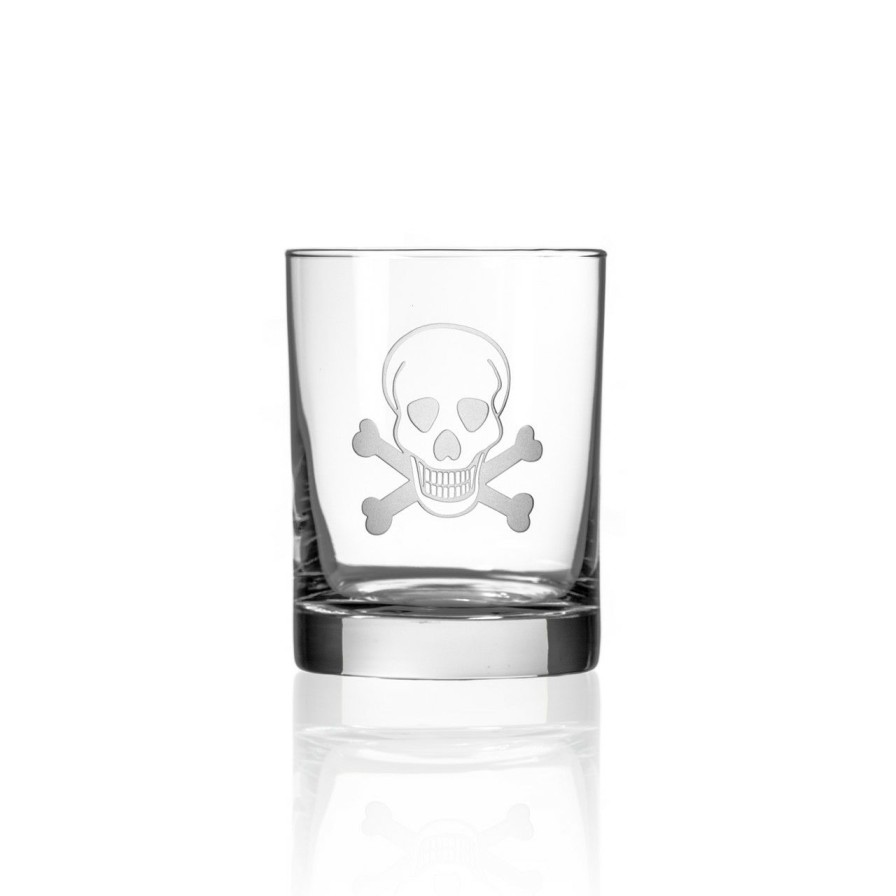 Tabletop * | Skull And Cross Bones Double Old Fashioned Glasses Set Of 4 Best Quality