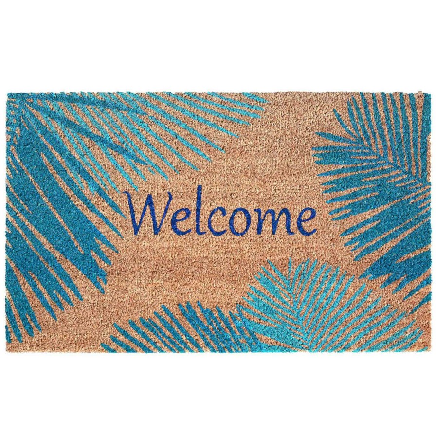 Outdoor * | Welcome Door Mat With Blue Palms -24 X 36 Good Quality