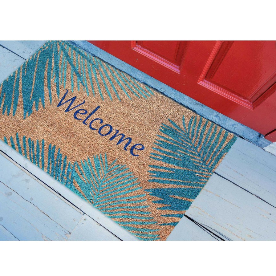 Outdoor * | Welcome Door Mat With Blue Palms -24 X 36 Good Quality