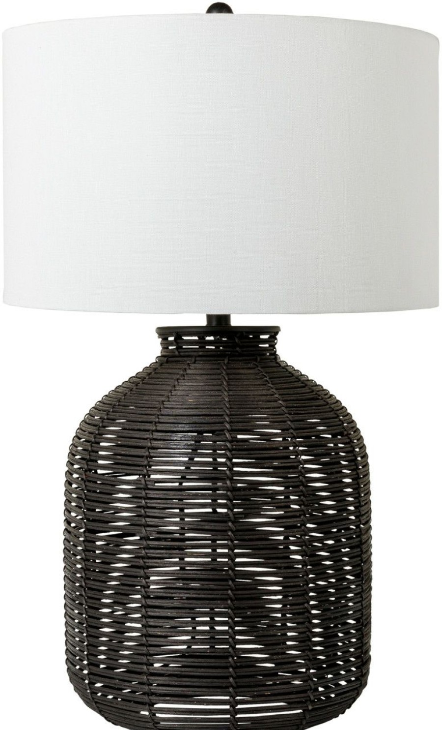 Lighting * | Waipahu Black Rattan Table Lamp Classical