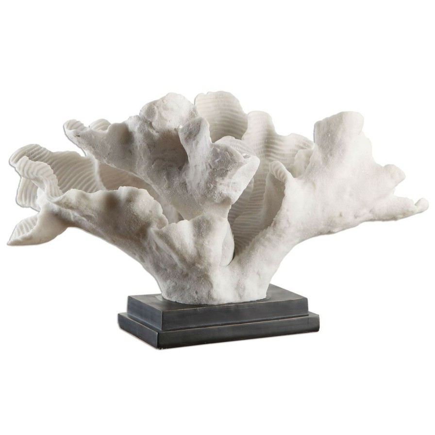 All Decor * | Large Blade Coral Statue On Black Base Best Price