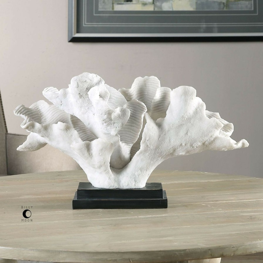 All Decor * | Large Blade Coral Statue On Black Base Best Price