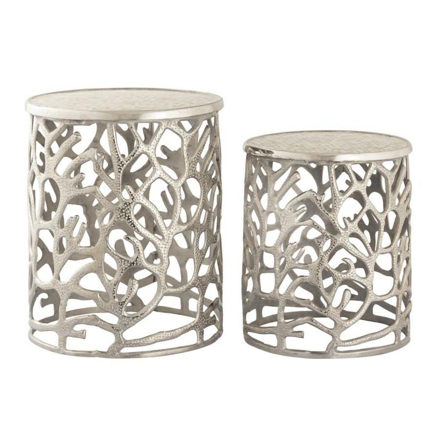 All Decor * | Sea Vine Mother Of Pearl Set Of Accent Tables Official