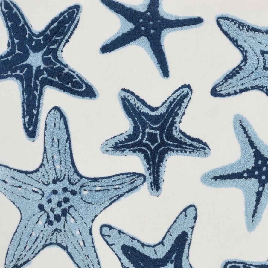 All Decor * | Soft Embroidered Blue Starfish Pillow Cheap Online