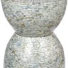 All Decor * | Mykonos Mother Of Pearl Shell Cylinder Side Table Good Quality