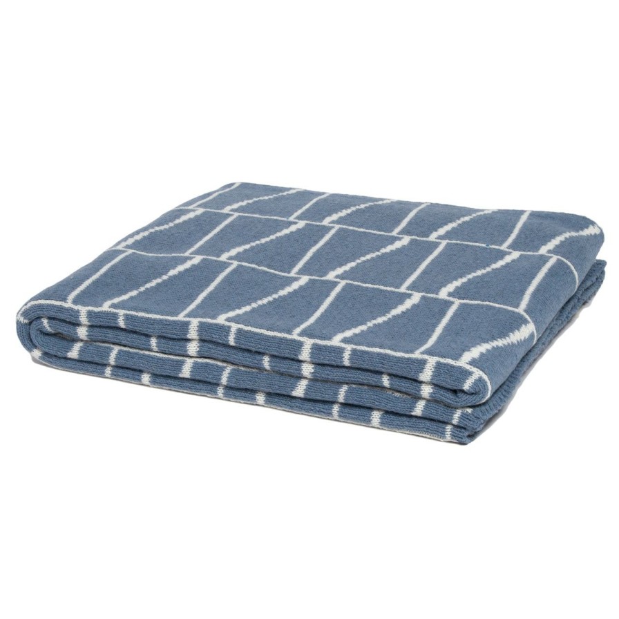 Bed & Bath * | Light Blue Geo Wave Knit Throw Official