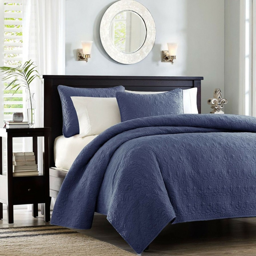 Bed & Bath * | Hudson Bay Navy King Size Coverlet Set Outlet Sale