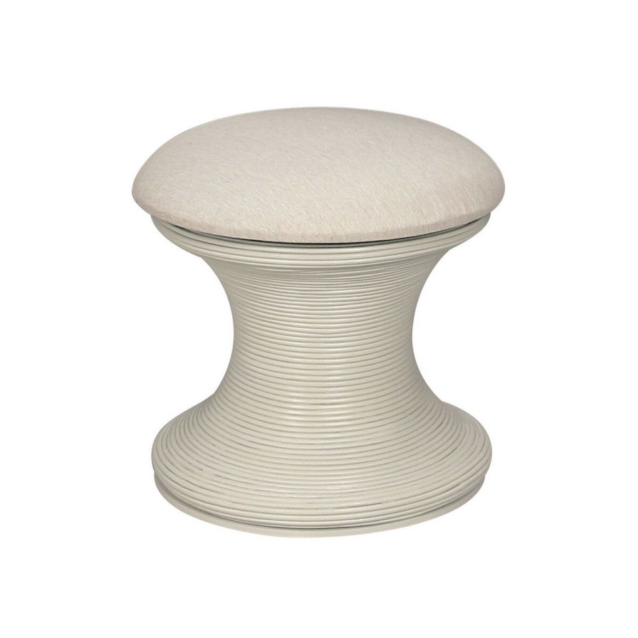 Furniture * | Baja White Rattan Storage Stool Official