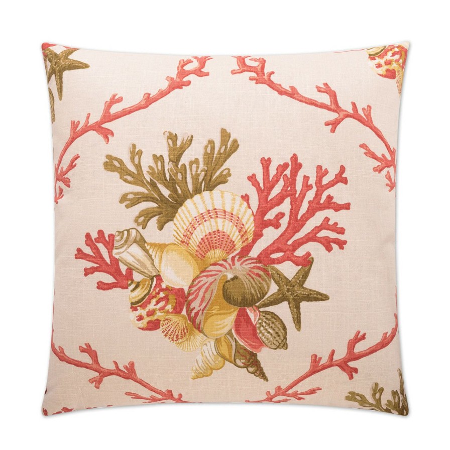 All Decor * | Shelldon Coral Red Linen Luxury 24 X 24 Pillow Reliable Quality