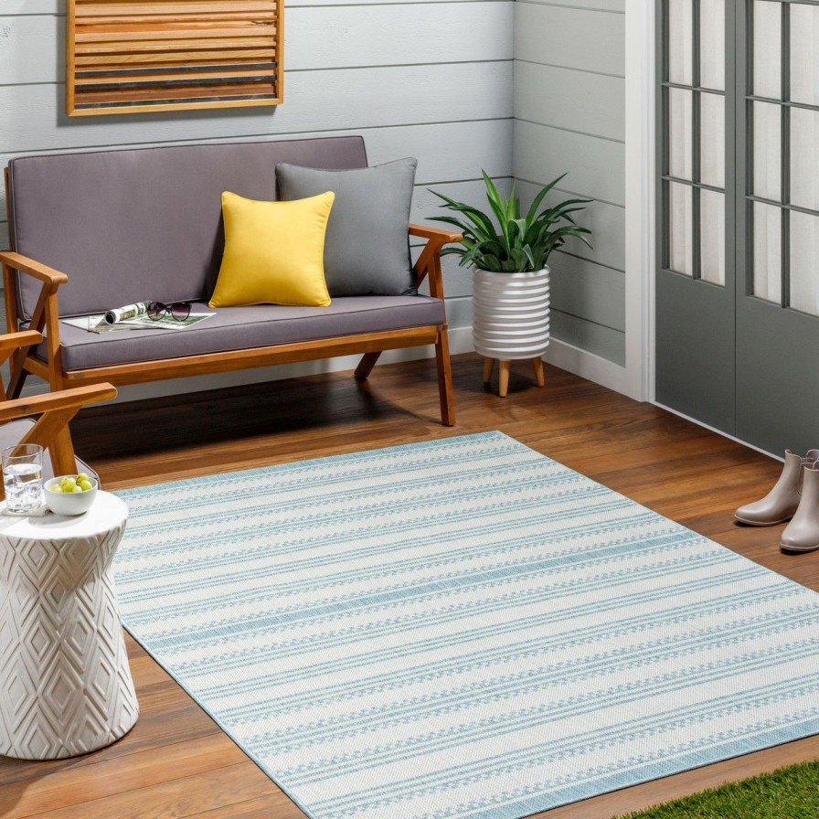 Rugs * | Hermosa Beachy Blue Stripes Area Rug Official