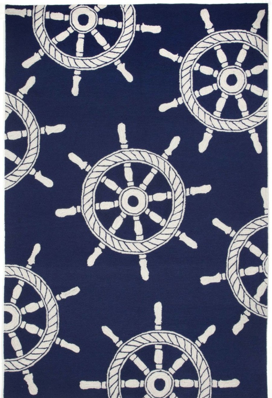 All Decor * | Ships Wheel Area Rug Navy Blue Best Price