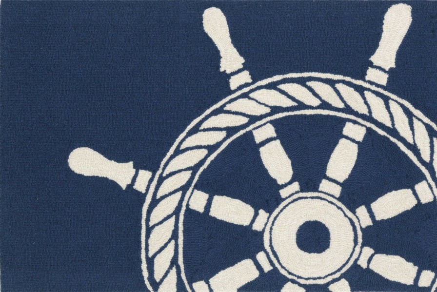 All Decor * | Ships Wheel Area Rug Navy Blue Best Price