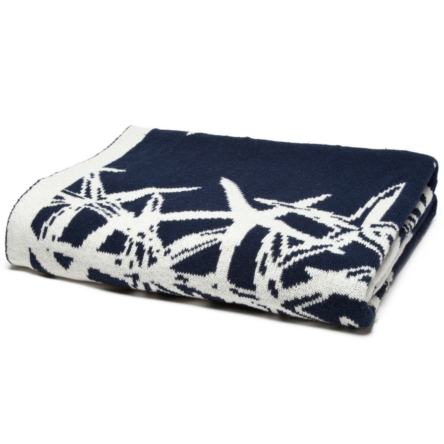 Bed & Bath * | Tumbling Starfish Marine And Cream Knit Throw Best Sale