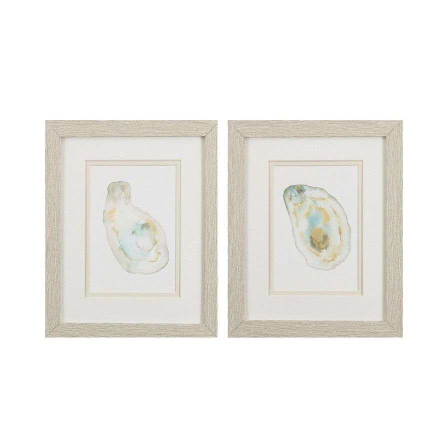 Mirrors & Art * | Aqua Blue Oyster Prints Set Of Two Fire Sale