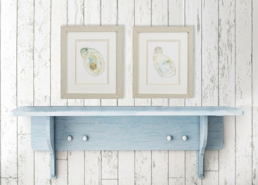 Mirrors & Art * | Aqua Blue Oyster Prints Set Of Two Fire Sale