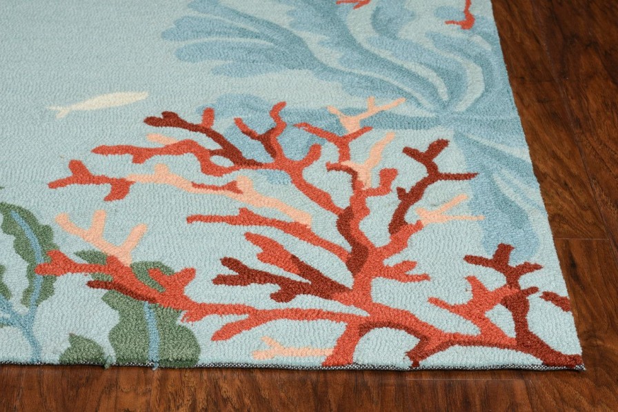 Rugs * | Aqua Blue Lagoon Hand-Hooked Area Rug Official