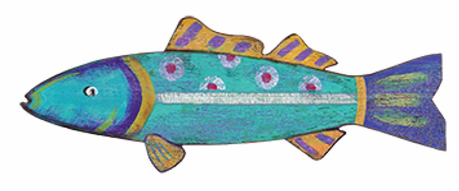 All Decor * | Aqua Blue Funky Fish Wall Decor Best Price