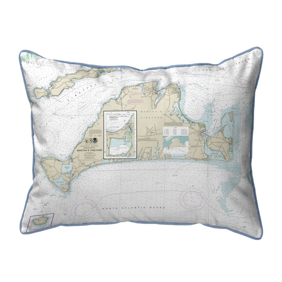 All Decor * | Martha'S Vineyard, Ma Nautical Chart 20 X 24 Pillow Limit Offer