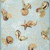 Rugs * | Light Blue Coral Reef Hooked Rug Wholesale