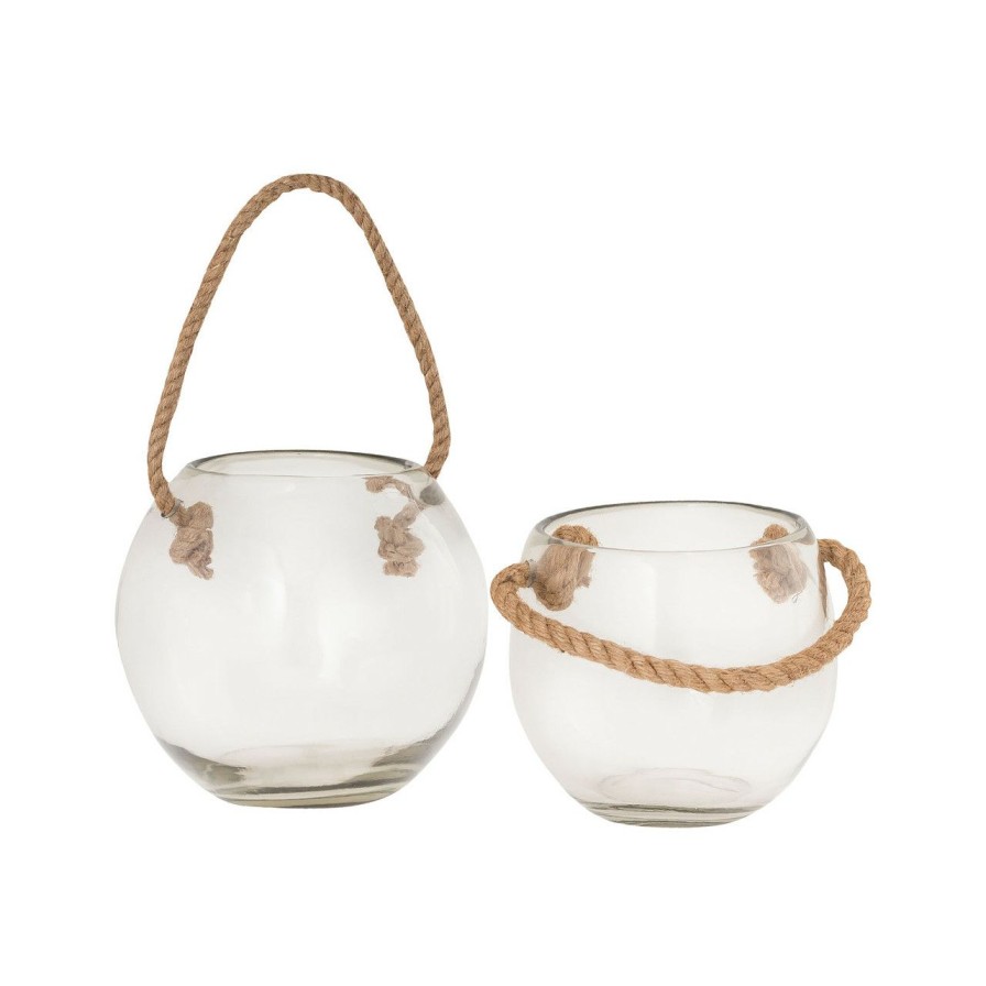 Decor * | Rosa Luminaries With Roped Handles Set Of Two Limit Offer