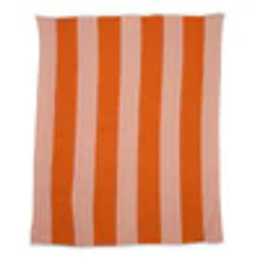 All Decor * | Herringbone Orange And Ivory Striped Throw Sales