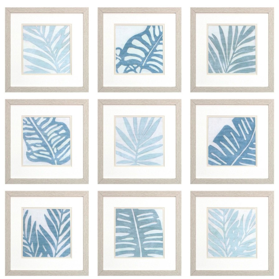 Mirrors & Art * | Spa Blue Palms Set Of Nine Images Wholesale