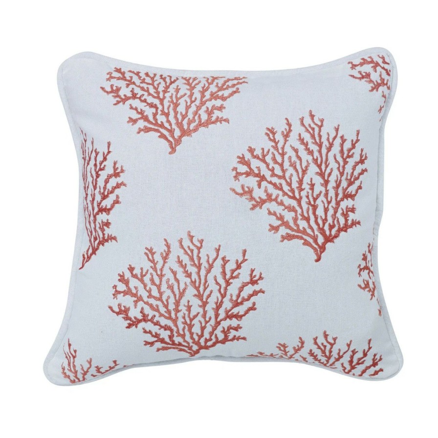 All Decor * | Embroidered Salmon-Pink Coral Pillow Classical