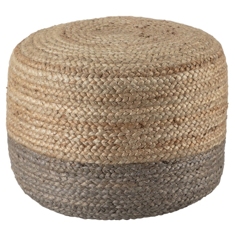 Furniture * | Oliana Ombre Taupe Cylinder Pouf Small Limit Offer