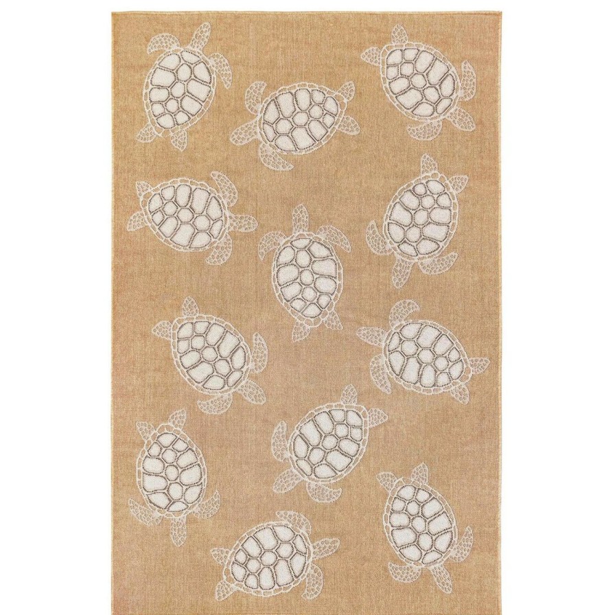 Outdoor * | Taupe Carmel Sea Turtle Rug Reliable Quality