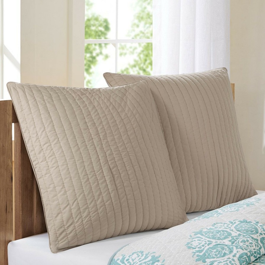 Bed & Bath * | Camila Quilted Taupe Euro Sham Outlet Sale