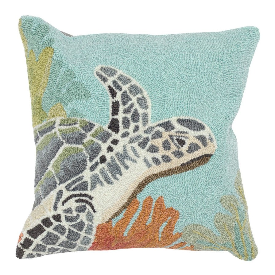 All Decor * | Akumal Sea Turtle Sanctuary Hooked Pillow Classical