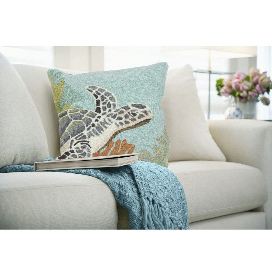 All Decor * | Akumal Sea Turtle Sanctuary Hooked Pillow Classical