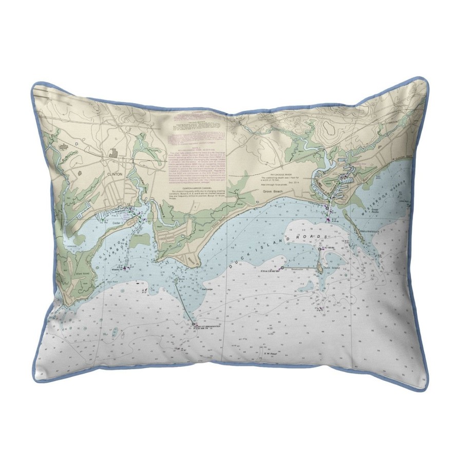 All Decor * | Clinton Harbor To Westbrook Harbor, Connecticut Nautical Chart 20 X 24 Pillow Good Quality