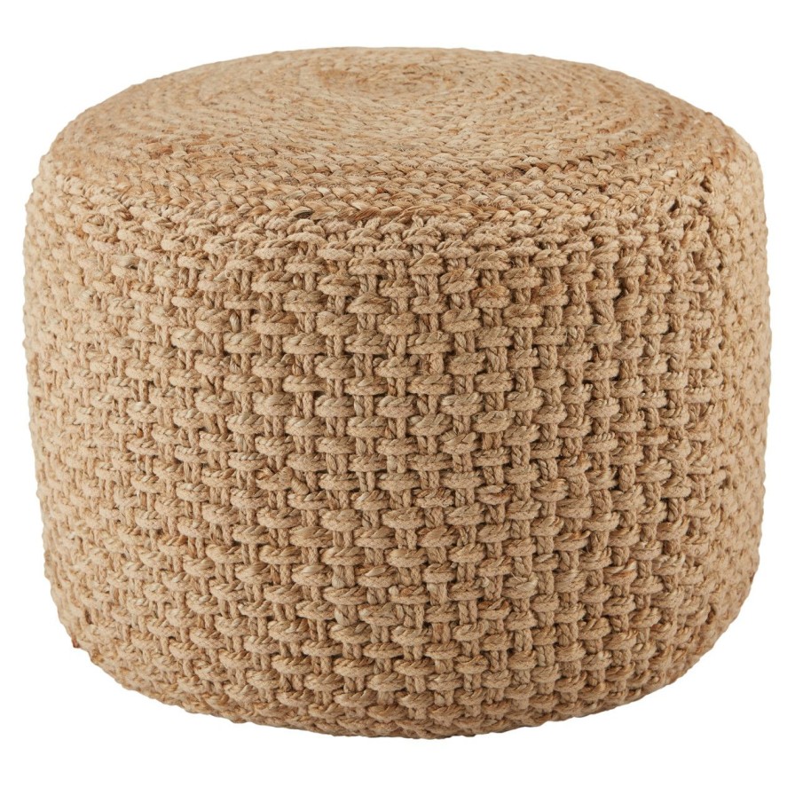 Furniture * | Kealani Trellis Beige Cylinder Pouf Wholesale