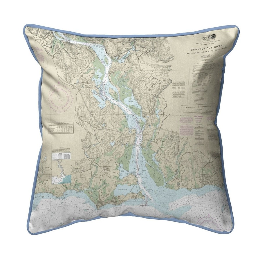 All Decor * | Connecticut River, Connecticut Nautical Chart 22 X 22 Pillow Reliable Quality