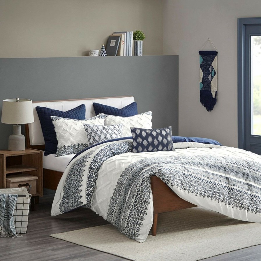 Bed & Bath * | Malibu Boho Navy And White King Comforter Set Hot Sale