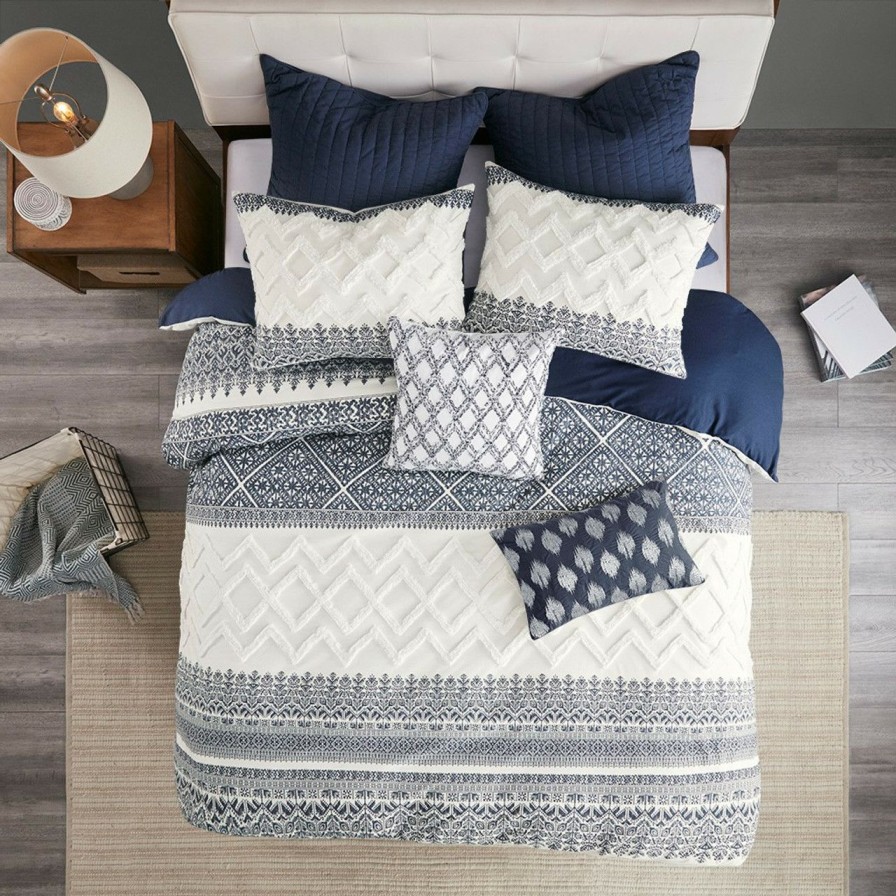 Bed & Bath * | Malibu Boho Navy And White King Comforter Set Hot Sale