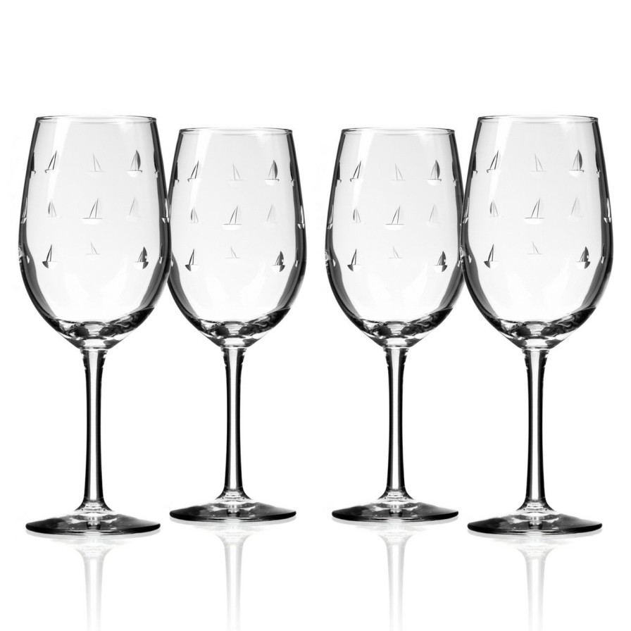 All Decor * | Sailing Etched 12 Oz. Wine Glasses Set Of 4 Best Quality